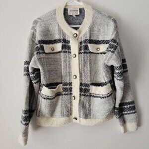 Women's Medium Industry Fuzzy Plaid Blazer Jacket